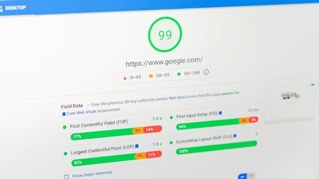 Lighthouse test on desktop